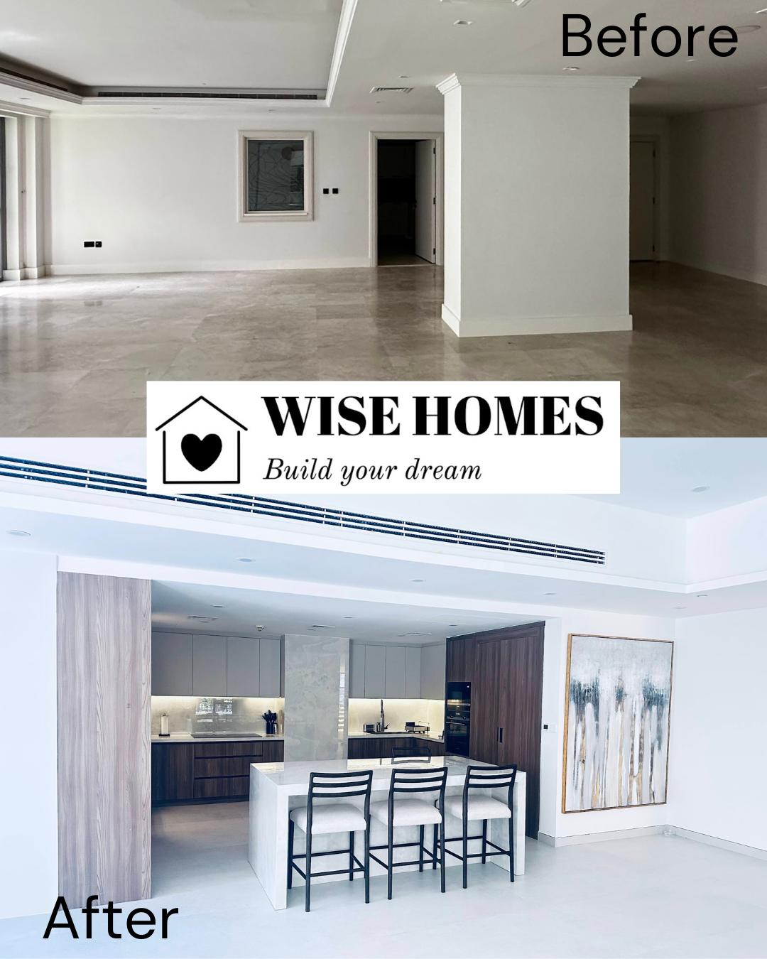 Kitchen renovation in Downtown Dubai - open-plan premium materials